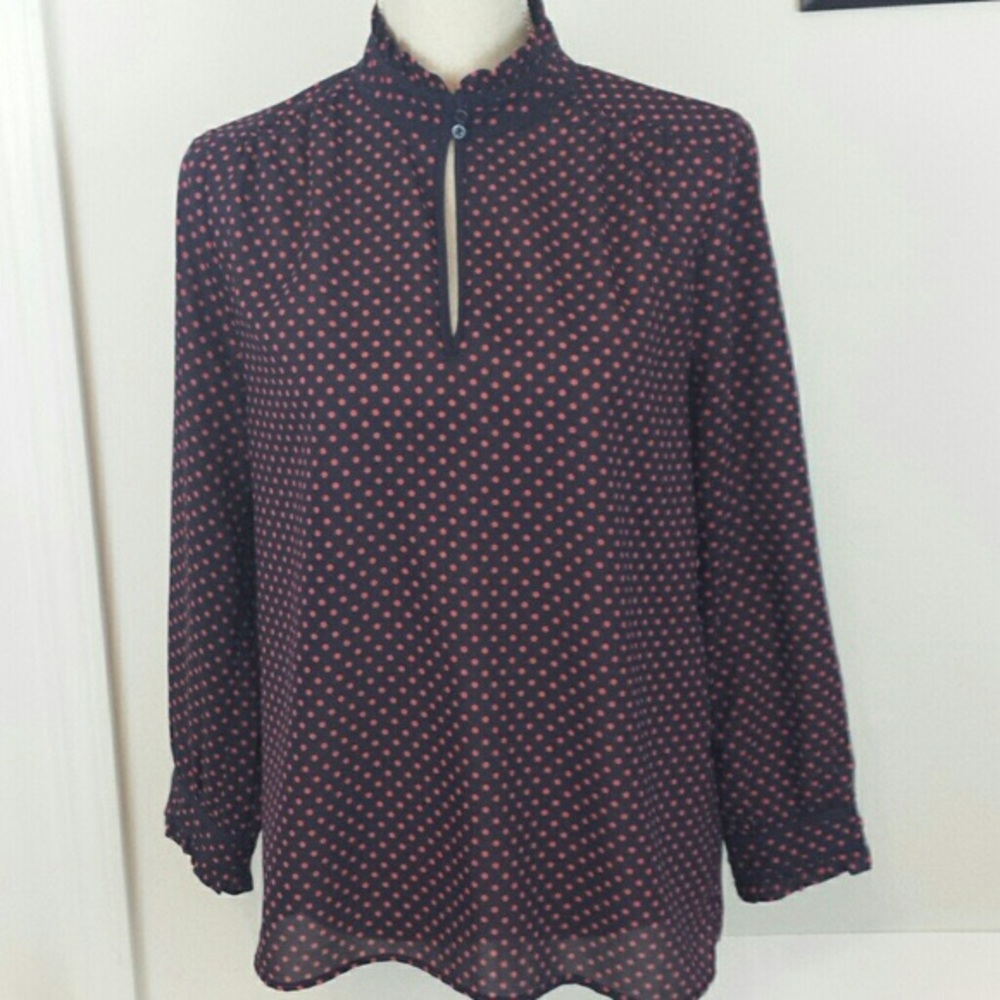 J.Crew ruffle-collar keyhole top size 0 NWOT